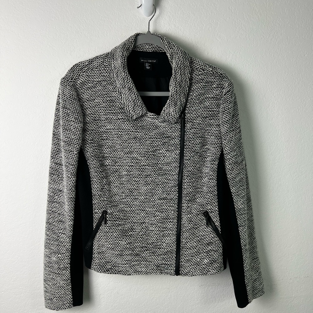 Willi Smith Black & White Moto Tweed Jacket Fall Office